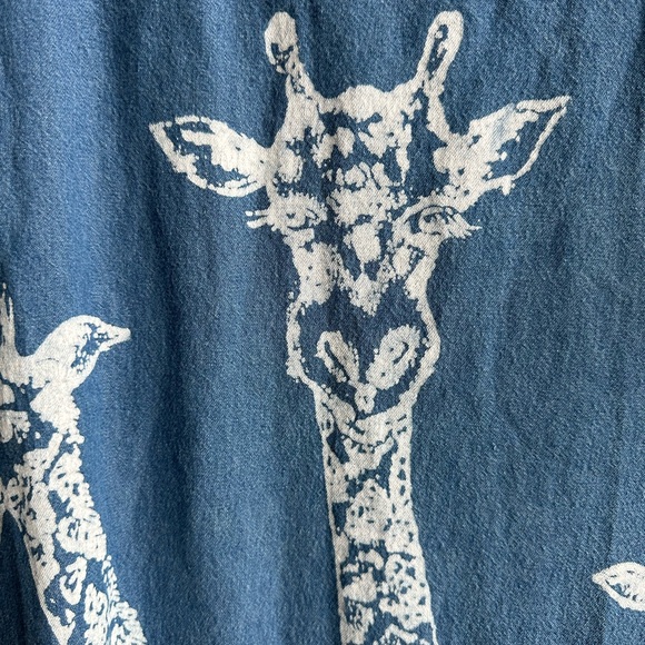 Vintage Blue Denim Shift Dress with Handprinted Giraffes Plus Size 1x - Picture 4 of 9